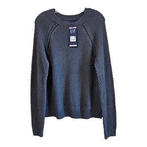 GAP Women's S Sweater Gray Textured Oversized Long Sleeve Cotton Blend 38" NEW